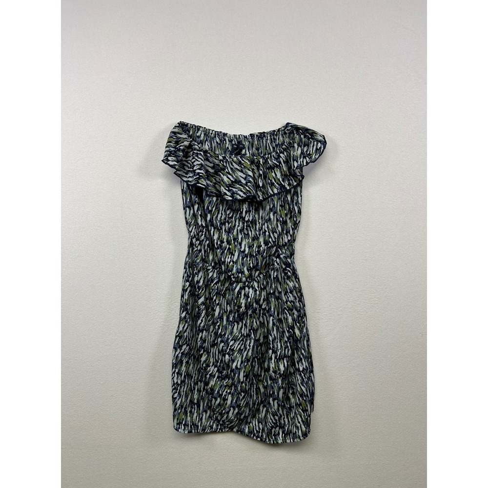 Boho Summer Gap‎ Women XS Blue Green Abstract Ruffle Mini Sun Dress Strapless